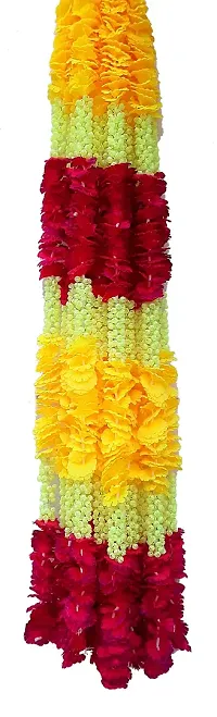 URVI Creation Set of 5 Multi Yellow Artificial Flowers Garlands Toran Wall Door Hangings for Diwali,Navratra,Durga Pooja Festival Home,Tempe Wedding Decoretion-thumb2