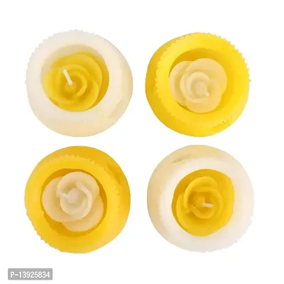 Forty Wings 4Pcs Matki Shape Wax Candles Floating Tea Light Candles for Diwali Decoration Items and Christmas Festivals Candles (Yellow White Candles)-thumb3
