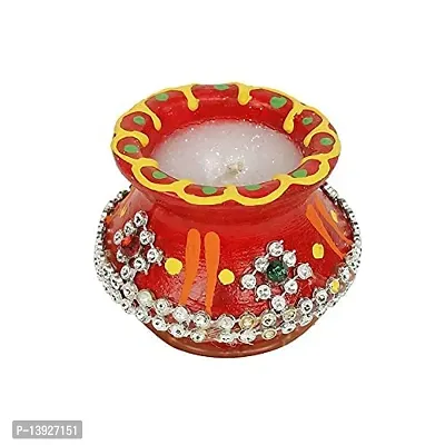 Forty Wings 6 Pcs Beautiful Matki Decorative Diya Tealight Candle Holder Diwali Pooja Diya Candle Diwali Lighting for Diwali Wedding Festival Decoration Items and Diwali Gift Set-thumb4