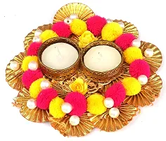 Forty Wings Handmade Gotta Patti Tea Light Candle Diya Holder for Diwali Decoration  Home Decoration 6-thumb2