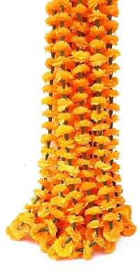 URVI Creation Set of 10 Orange Artificial Marigold Flower/Genda Phool Garlands for Diwali Wedding,Navratri,Durga Pooja Festival Home Decoration-thumb2