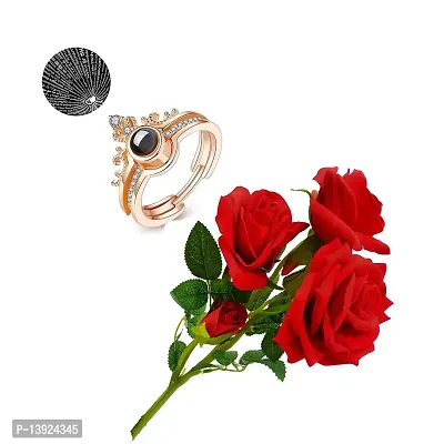 Forty Wings Valentines Day Special Red Rose Flower Bunch With 100 Languages Ring Gift For Girlfriend, Boyfriend ,Husband , Wife Valentines Rose Day Teddy Day Promise Day Hug Day Gift