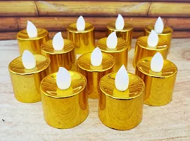 Forty Wings 12 Pcs Golden Battery Operated Led Tea Light Candles Diya for Diwali Festival Home Decorations Lights-thumb2