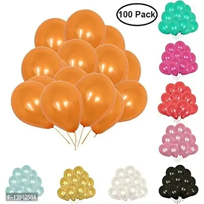 Masti Zone Pack of 100 12 inch Matallic Latex Balloons for Decoration (Orange)