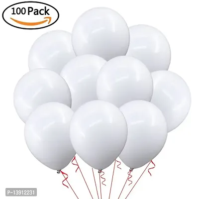 Masti Zone Pack of 100 12 inch Matallic Latex Balloons ( White )-thumb4