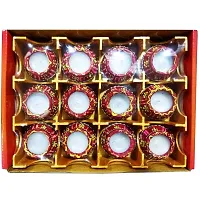 Urvi Creations Set of 12 Handmade Traditional Earthen Clay Mitti Diya Oil Lamps for Pooja Matki Shape Wax Filled Diya Candle for Diwali Decoration  Gift - Multi Colour-thumb3