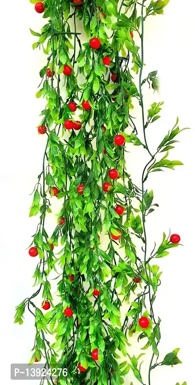 Urvi Creations Set of 2 Red Berries/Cherry Artificial Flowers Garlands for Diwali,Navratra Festival Home,Tempe Wedding Decoretion-thumb5