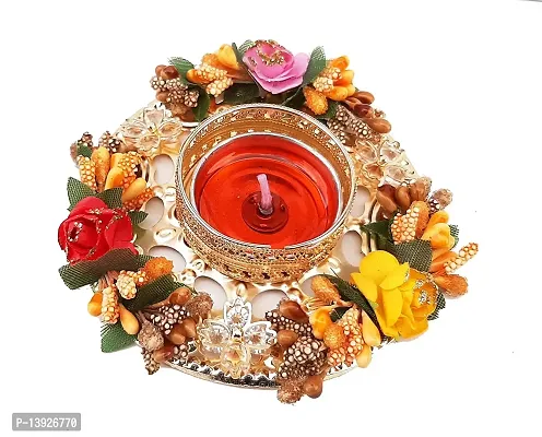 Forty Wings 1 Pcs Flower Decorative Diya Tealight Candle Holder Diwali Pooja Diya Candle Diwali Lighting for Diwali Wedding Festival Decoration Items and Diwali Gift Set