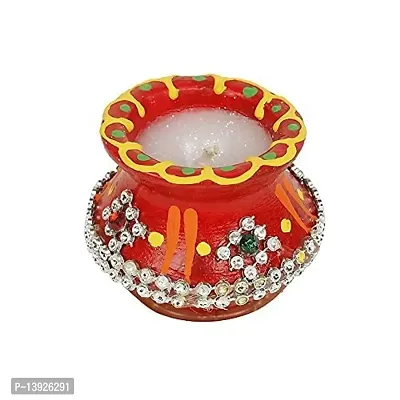 Forty Wings 9 Pcs Beautiful Matki Decorative Diya Tealight Candle Holder Diwali Pooja Diya Candle Diwali Lighting for Diwali Wedding Festival Decoration Items and Diwali Gift Set-thumb3