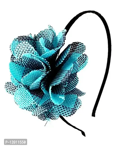 URVI Creations Floral Hair Band for Girls  Women (Blue  Black)-thumb0
