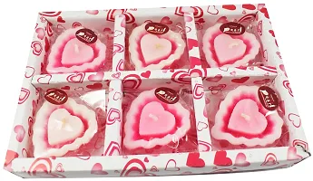 Urvi Creations Set of 6 Diya Heart Shape Wex Floating Candles for Diwali Home Decor-thumb2