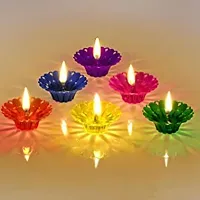 Urvi Creations Acrylic Floating Transparent Tea Light Candle Holder for Diwali Home Decoration (Multicolour)-thumb3