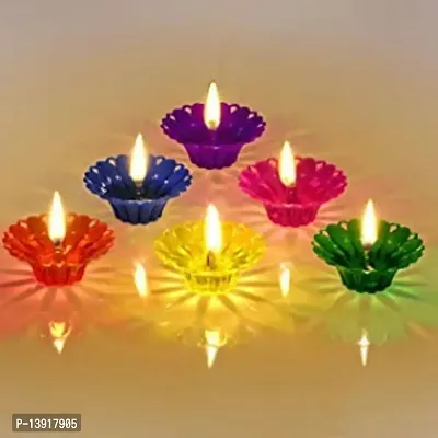 Urvi Creations Acrylic Floating Transparent Tea Light Candle Holder for Diwali Home Decoration (Multicolour)-thumb4