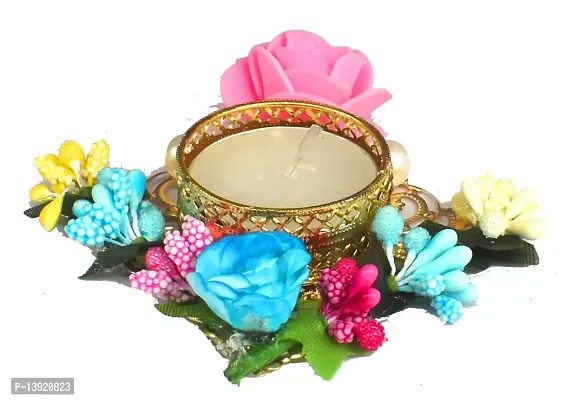 URVI Creation Handmade Flower Tea Light Candle Diya Holder for Diwali Decoration  Home Decoration 6