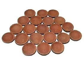 Masti Zone URVI Creations Wax Filled Handmade Traditional Earthen Clay Diya Oil Lamps for Pooja Diwali Decoration (2-inch) -Set of 12-thumb1