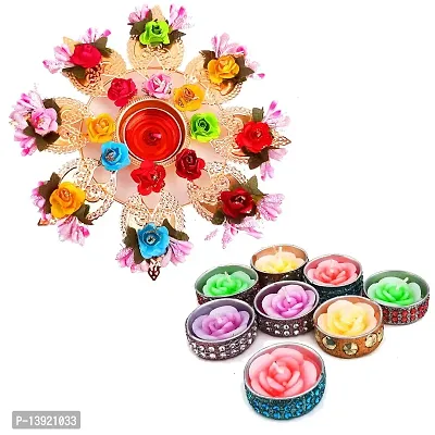 Urvi Creations 9 Pcs Tealight Diya Candle Holder Combo Set for Diwali Festival Home Decorations Lights