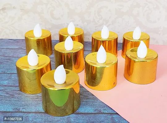 Forty Wings Set of 12 Battery Operated Golden Smokeless Led Candle Tea Lights Led Diwali Diya for Diwali Christmas Festivals Diwali Light[ng-thumb2