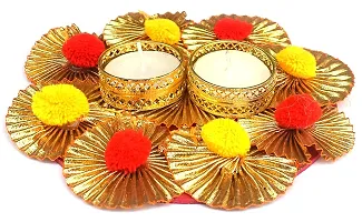 Forty Wings Handmade Gotta Patti Tea Light Candle Diya Holder for Diwali Decoration  Home Decoration 6-thumb1