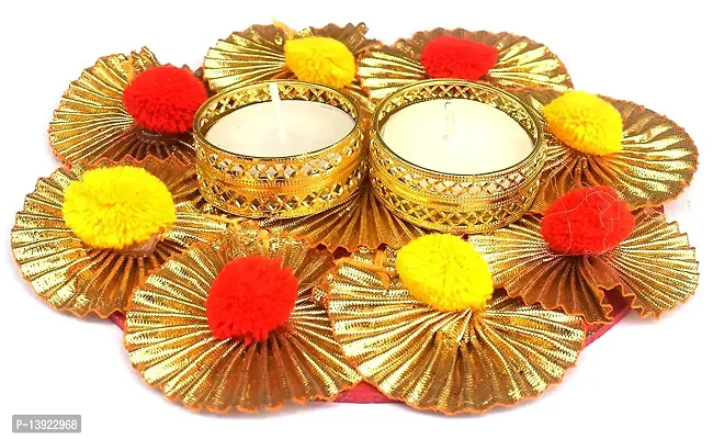 Forty Wings Handmade Gotta Patti Tea Light Candle Diya Holder for Diwali Decoration  Home Decoration 6-thumb2