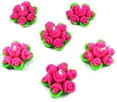 Urvi Creations Set of 6 Flower Shape Floating Candles for Diwali Home Decor - Multi Colour-thumb2