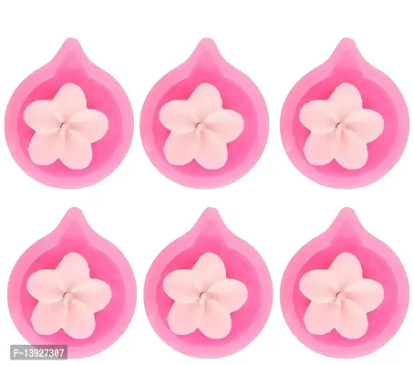 Forty Wings 6 Pcs Diya Shape Flower Wax Candles Floating Tea Light Candles for Diwali Decoration Items and Christmas Festivals Candles-thumb2