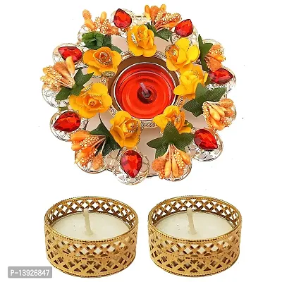 Forty Wings Latest Metal Tealight Diya Candle Holder Combo Set for Diwali Festival Home Decorations Lights Set of 3