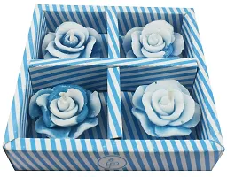 Urvi Creations Set of 4 Rose Shape Flower Wax Candles Floating Tea Light Candles for Diwali Decoration Items and Christmas Festivals Candles (Blue)-thumb3