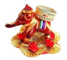 Urvi Creations Set of 1 Gotta Work Floating Elephant Tealight Diya Candle Holder for Diwali Festival Home Decorations Lights-thumb1