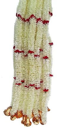 Urvi Creations Set of 2 White Red Rose Flower Jasmine Mogra Garlands for Diwali ,Navratra Festival Home ,Temple Wedding Decoration-thumb2