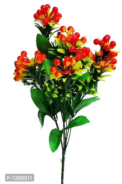 Forty Wings Artificial Red Orange Berry Bunch Bouquet Centerpiece for Christmas Diwali Home Decoration and Christmas Gift