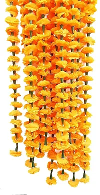 Forty Wings 4 Mango Yellow Fabric Artificial Marigold Flower/Genda Phool Garlands String Door Toran for Diwali Wedding,Navratri,Durga Pooja Ganpati Pooja Mehandi Party Festival Home Decoration-thumb1
