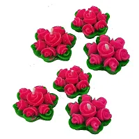 Forty Wings 6 Pcs Rose Flower Shape Wax Candles Floating Tea Light Candles for Diwali Decoration Items and Christmas Festivals Candles (Red Green)-thumb1