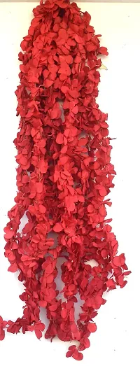 Forty Wings 10 Pcs Jasmine Red Satain Less Flowers Garlands for Wedding Party Outdoor Garden Office Home Bedroom Wall Navratra Festival Decor-thumb3