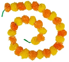 Urvi Creations Artificial Marigold Fluffy Flower Garlands for Diwali Wedding, Navratri, Durga Pooja Festival - Orange, Lemon Yellow - Set 10-thumb2