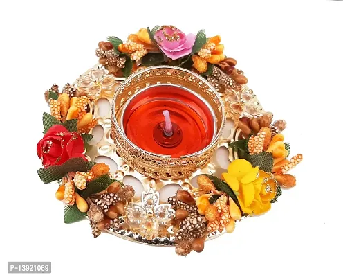 Urvi Creations 1 Pcs Beautiful Flowers Tealight Diya Candle Holder for Diwali Festival Home Decorations Lights