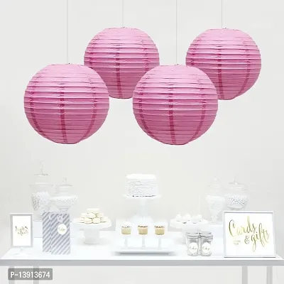 Masti Zone Pack of 3 Pink Colors Round Paper Lantern for Home Decoration (Pink Colors Round Paper Lantern 10 * 10)-thumb3