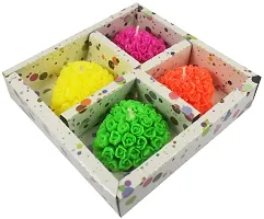 Urvi Creations Set of 4 Flower Heart Shape Floating Candles for Diwali Decoration Items - Multi Color-thumb1