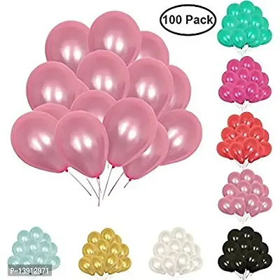 Masti Zone Pack of 100 12 inch Matallic Latex Balloons for Decoration (Pink)