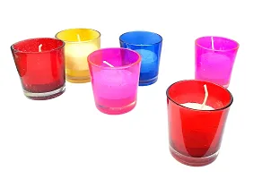 Urvi Creations Set of 4 Glass Diya Candle Holder with Candles for Diwali Christmas Home Decorations Lights-thumb1