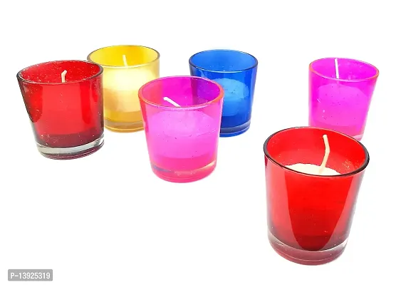 Urvi Creations Set of 4 Glass Diya Candle Holder with Candles for Diwali Christmas Home Decorations Lights-thumb2