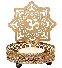 Urvi Creations Shadow Om Metal Tea Light Holder (8 cm x 8 cm x 11 cm)-thumb1