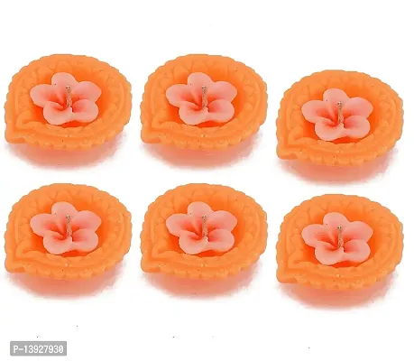 Forty Wings Set of 6 Diya Shape Flower Flotting Wax Candles Assorted Colour for Diwali Wedding Festival Decoration Items Candles Diya for Pooja-thumb2