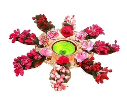 Forty Wings 1 Pcs Beautiful Flower Decorative Diya Tealight Candle Holder Diwali Pooja Diya Candle Diwali Lighting for Diwali Wedding Festival Decoration Items and Diwali Gift Set-thumb1