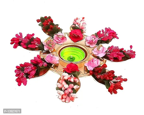 Forty Wings 1 Pcs Beautiful Flower Decorative Diya Tealight Candle Holder Diwali Pooja Diya Candle Diwali Lighting for Diwali Wedding Festival Decoration Items and Diwali Gift Set-thumb2