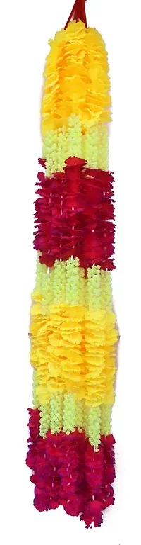 URVI Creation Set of 2 Yellow Pink Artificial Flowers Garlands for Diwali,Navratra Festival Home,Tempe Wedding Decoretion