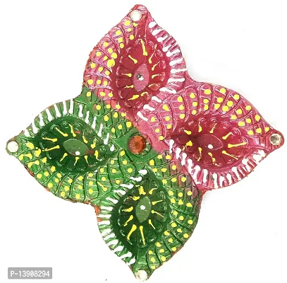 Urvi Creations Handmade Earthen Clay Terracotta Decorative Diya for Pooja/Rangoli (Set of 3) (10 x 8 x 12 cm, Multi-Color) ?-thumb3