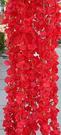 Forty Wings Set of 5 Red Artificial Fake Silk Cherry Blossom Garland String Creeper/Door Wall Hanging for Diwali Festival Wedding Christmas Home Decoration Item-thumb4
