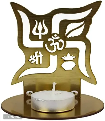 Urvi Creations Shadow Ganesh Ji Metal Tea Light Candle Holder for Diwali Decoration and Gift-thumb0