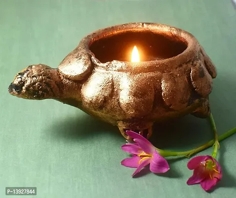 Forty Wings1 Pcs Tortoise Shape Clay Mitty Diya Tealight Candle Holder Diwali Pooja Diya Candle Diwali Lighting for Diwali Wedding Festival Decoration Items and Diwali Gift Set