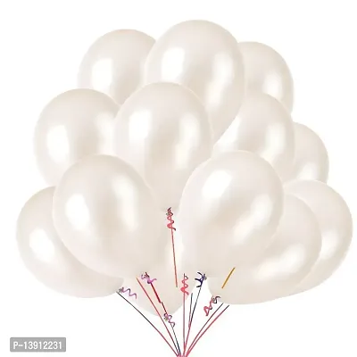 Masti Zone Pack of 100 12 inch Matallic Latex Balloons ( White )-thumb3